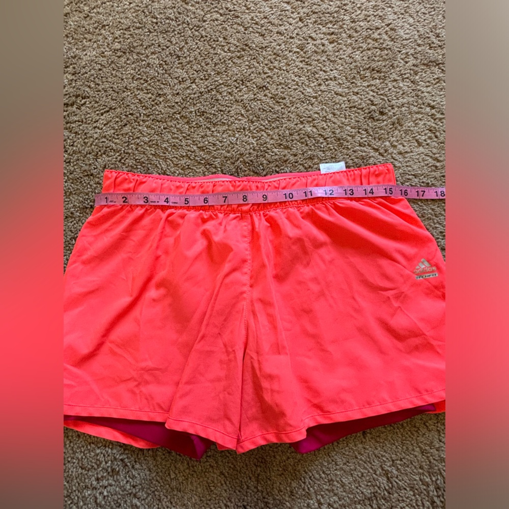ADIDAS athletic shorts with inner liner | Size Medium | Bright coral - Picture 6 of 12